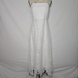 Adelyn Rae White Lace Strapless Maxi Dress Scalloped Hem Medium - Medium